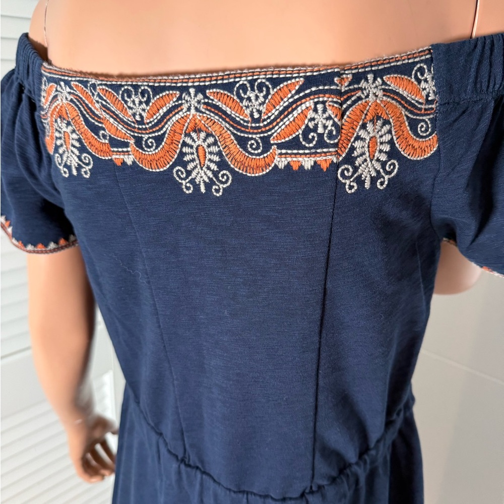 Tory Burch boho-inspired off-the-shoulder A-line dress navy large - Picture 10 of 16